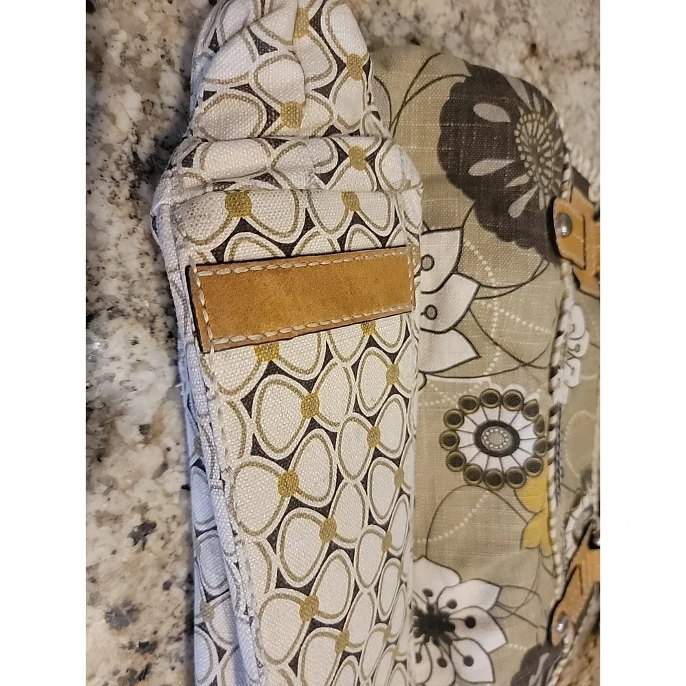 FOSSIL Patterned Canvas Leather Trim Shoulder/Tote Bag